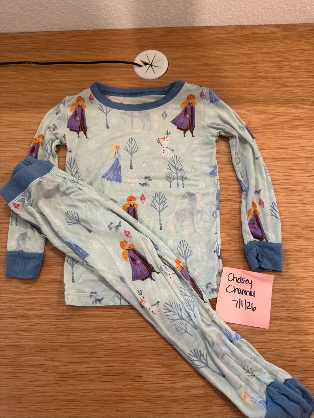 Little Sleepies Light Blue Girls' Frozen-Themed Pajama Set with Blue Trim